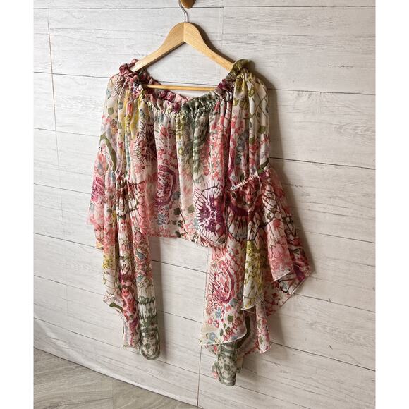 Live 4 Truth Blouse Womens SZ Small Bohemian Colorful Floral Long Flowy Sleeves - Picture 4 of 14